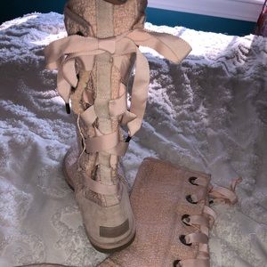 Pink lace up uggs